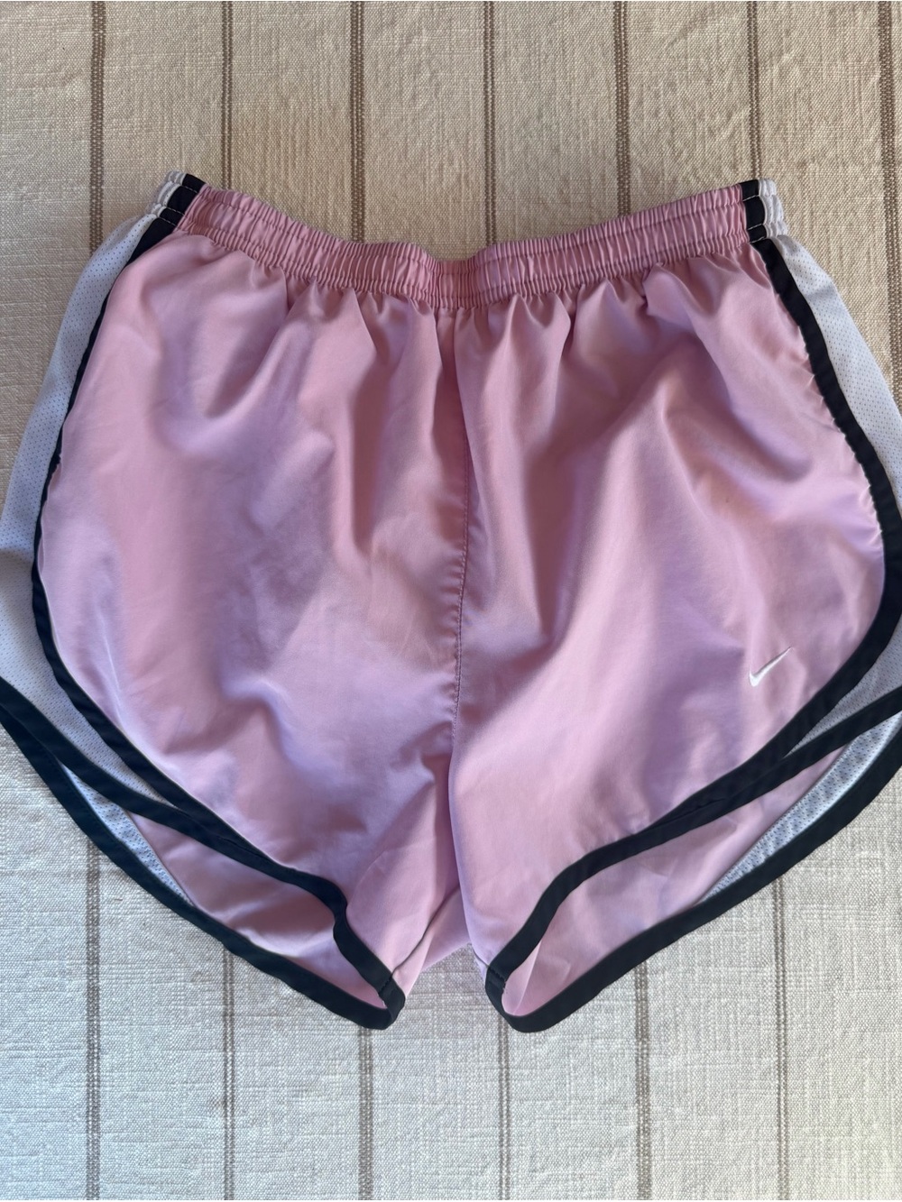 Nike Women's Pink Athletic Shorts with Black Trim